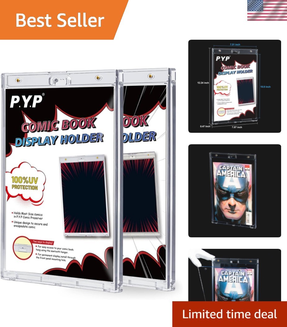 2ct Magnetic Comic-Book Display Cases - Crystal Clear One Touch Comic Book Ho...