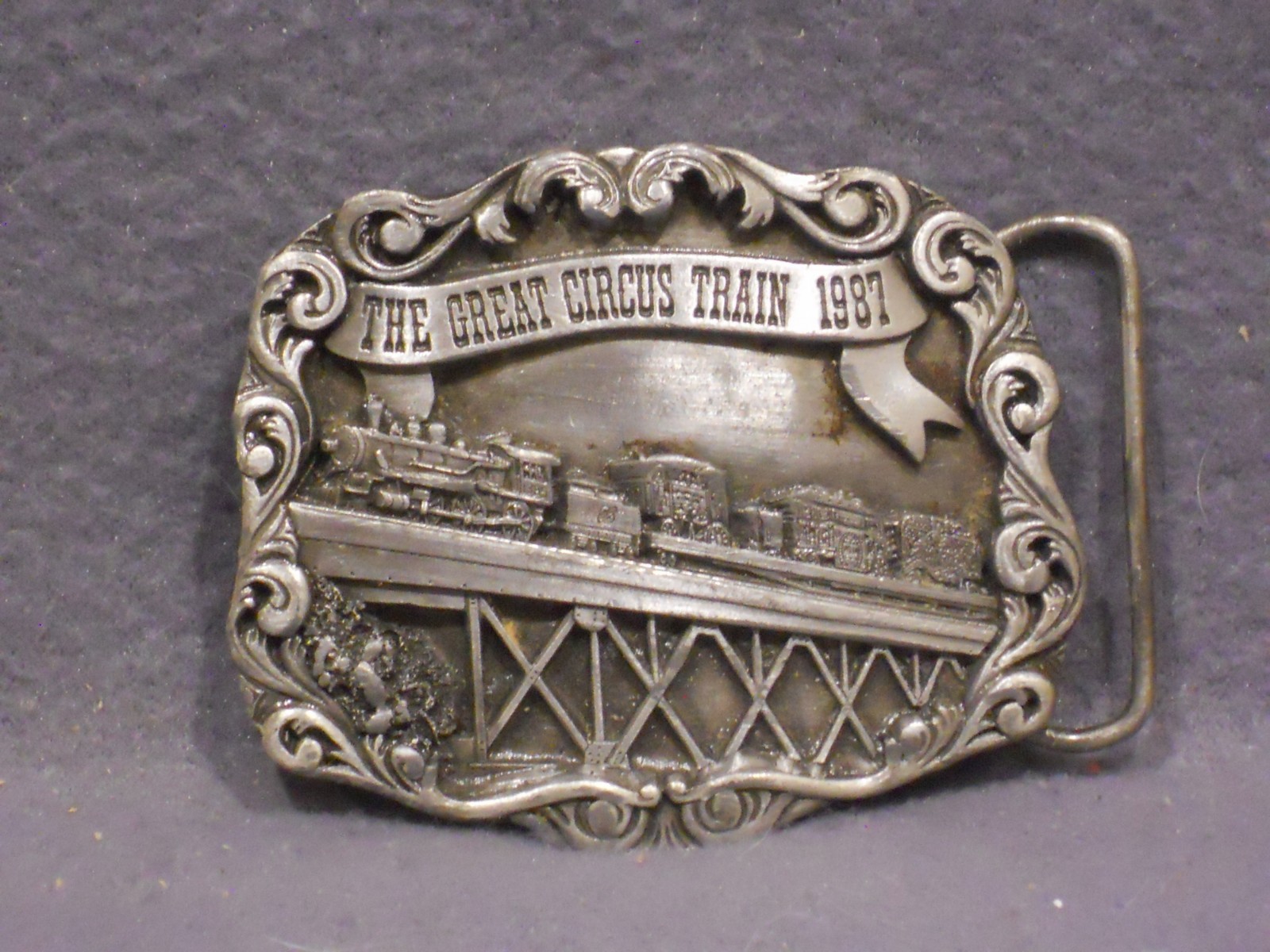 Vintage - THE GREAT CIRCUS TRAIN - c.1987 - Pewter  Belt Buckle - Decent Used.