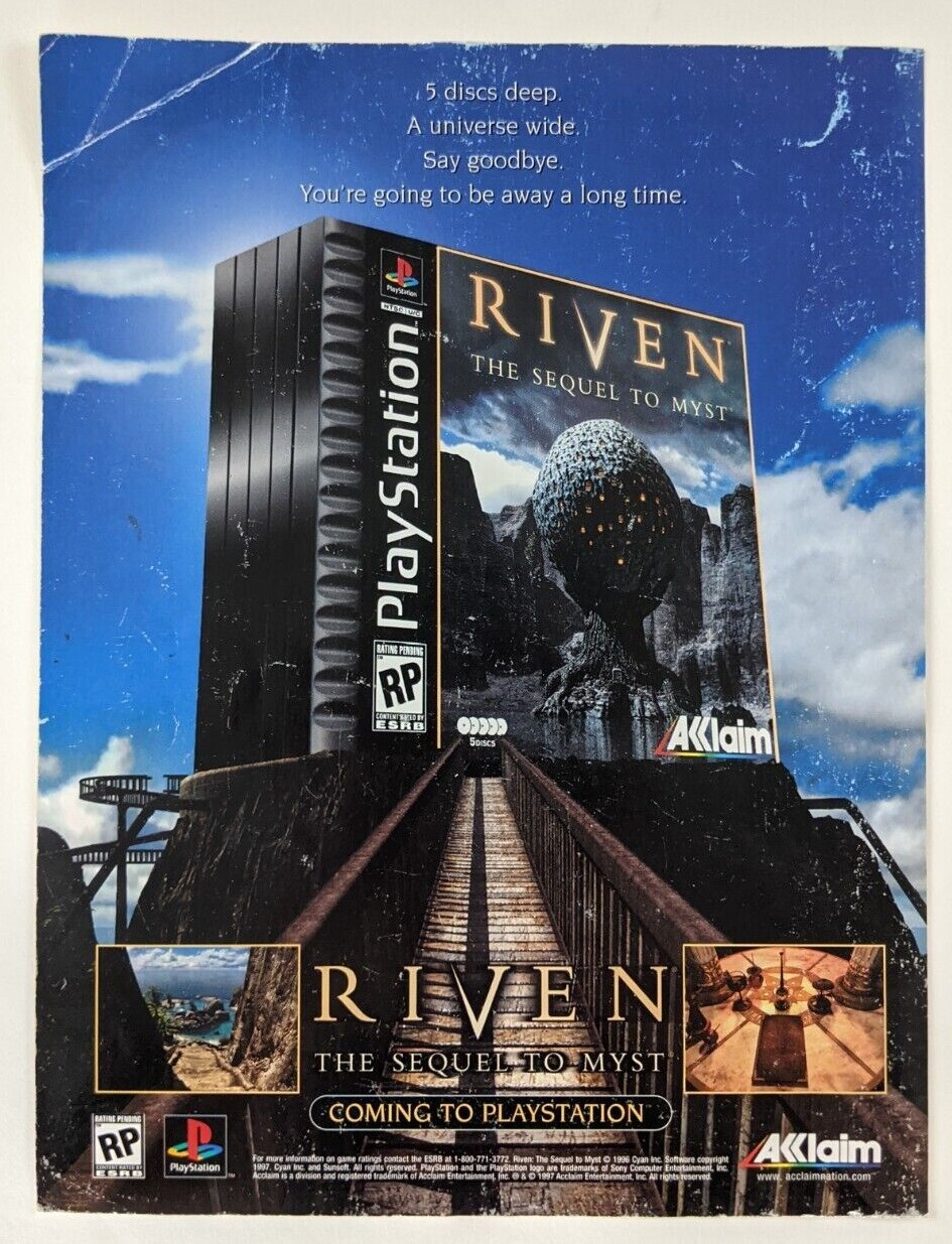 DAMAGED Riven Print Ad Game Poster Art PROMO Original MYST PlayStation PS1