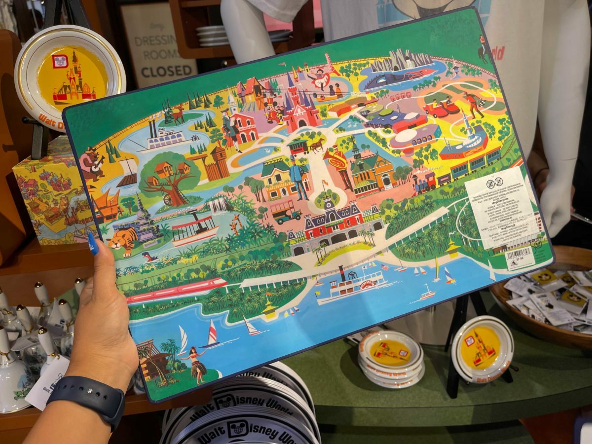 Disney Parks Vault 50th Anniversary Dual Sided Placemat Retro Park Map Mat