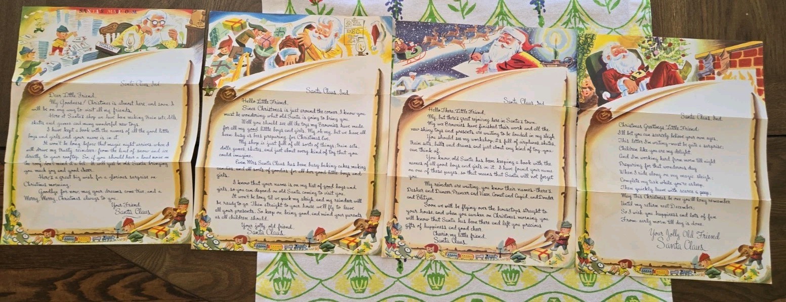4 Different Vintage Christmas Letters From Santa Claus