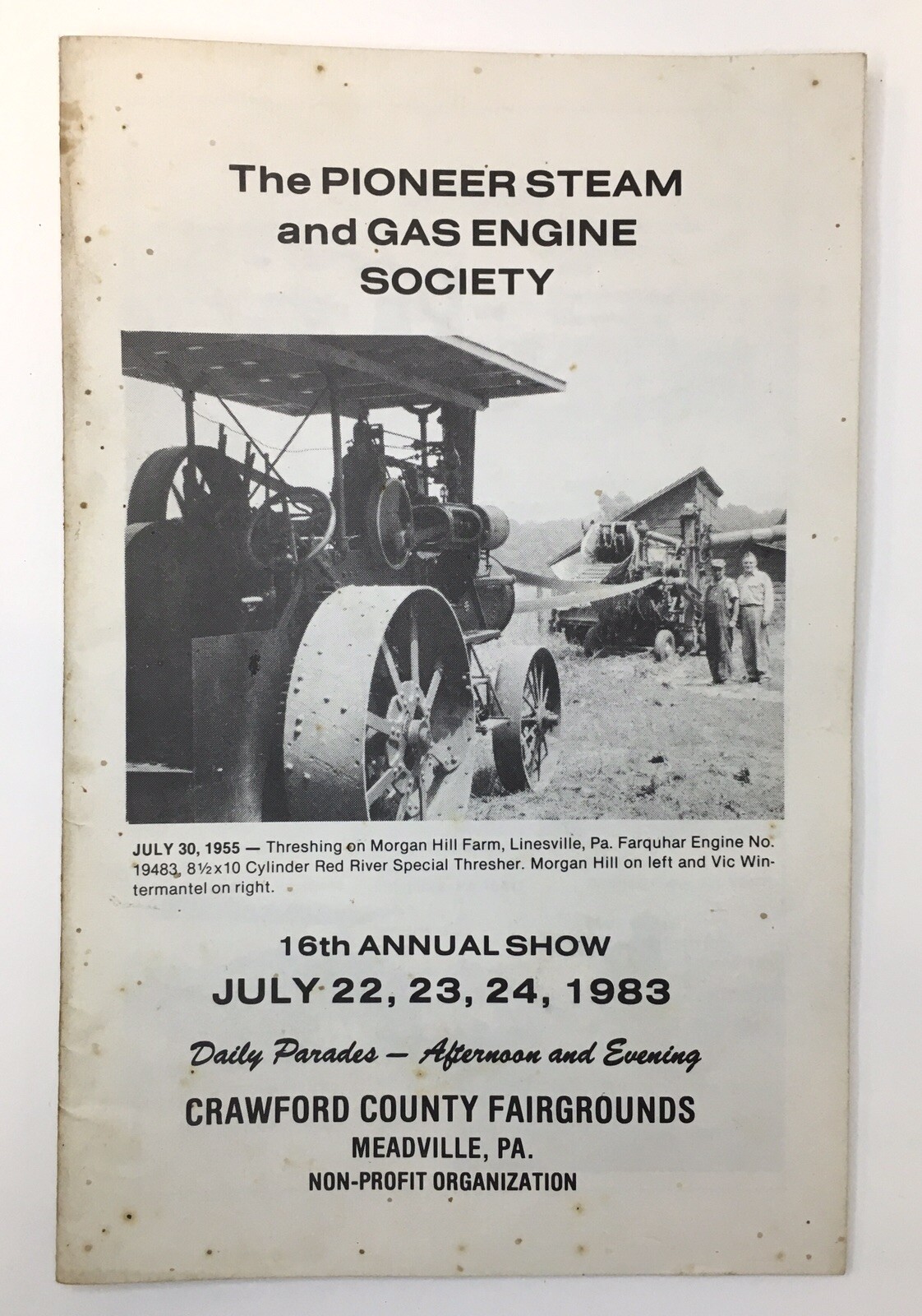 The Pioneer Steam and Gas Engine Society 1983 Show Program Booklet Meadville PA