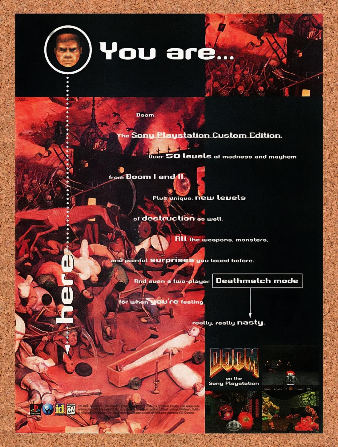 1995 Doom PS1 Original Advertisement / Retro Promo v4