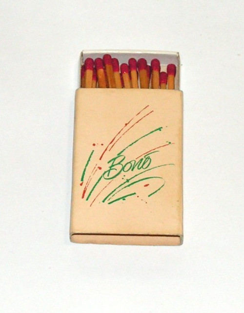Vintage Sonny Bono Restaurant Matchbox w/Matches Houston TX Los Angeles CA