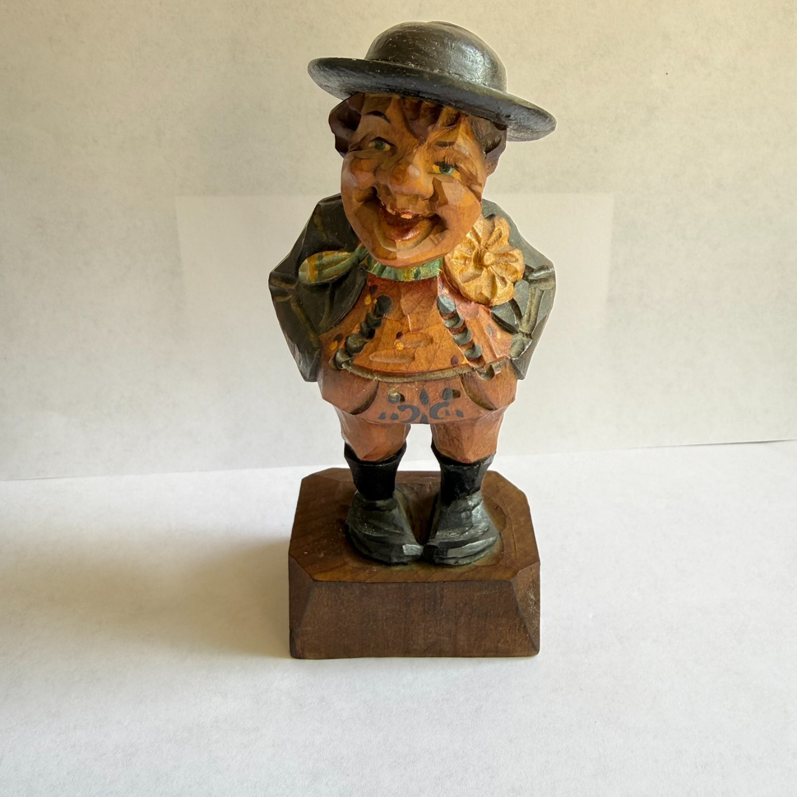 Vintage Hand Carved Wood Alpine Man Figurine 5\