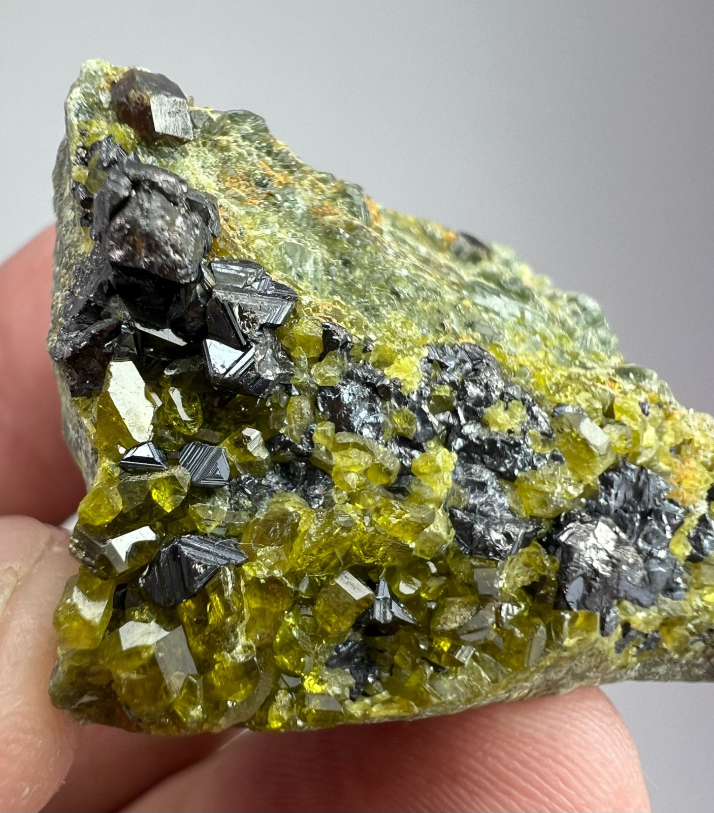 45 GM Vesuvianite With Magnetite And Garnet  From Nangarhar Afghanistan I4