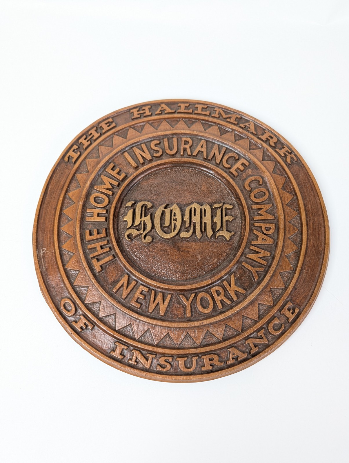 Vintage Home Insurance Company of NY Wall Plaque Sign Syrocowood Style Composite