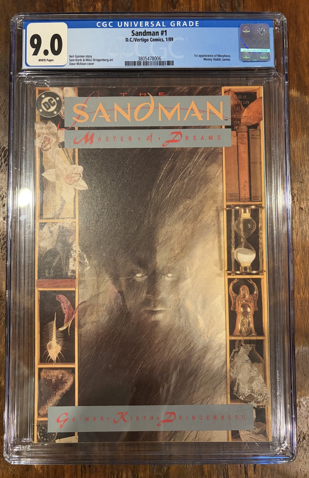 Sandman #1 CGC 9.0 - DC/Vertigo 1989 1st Appearance Morpheus, Wesley Dodds Cameo