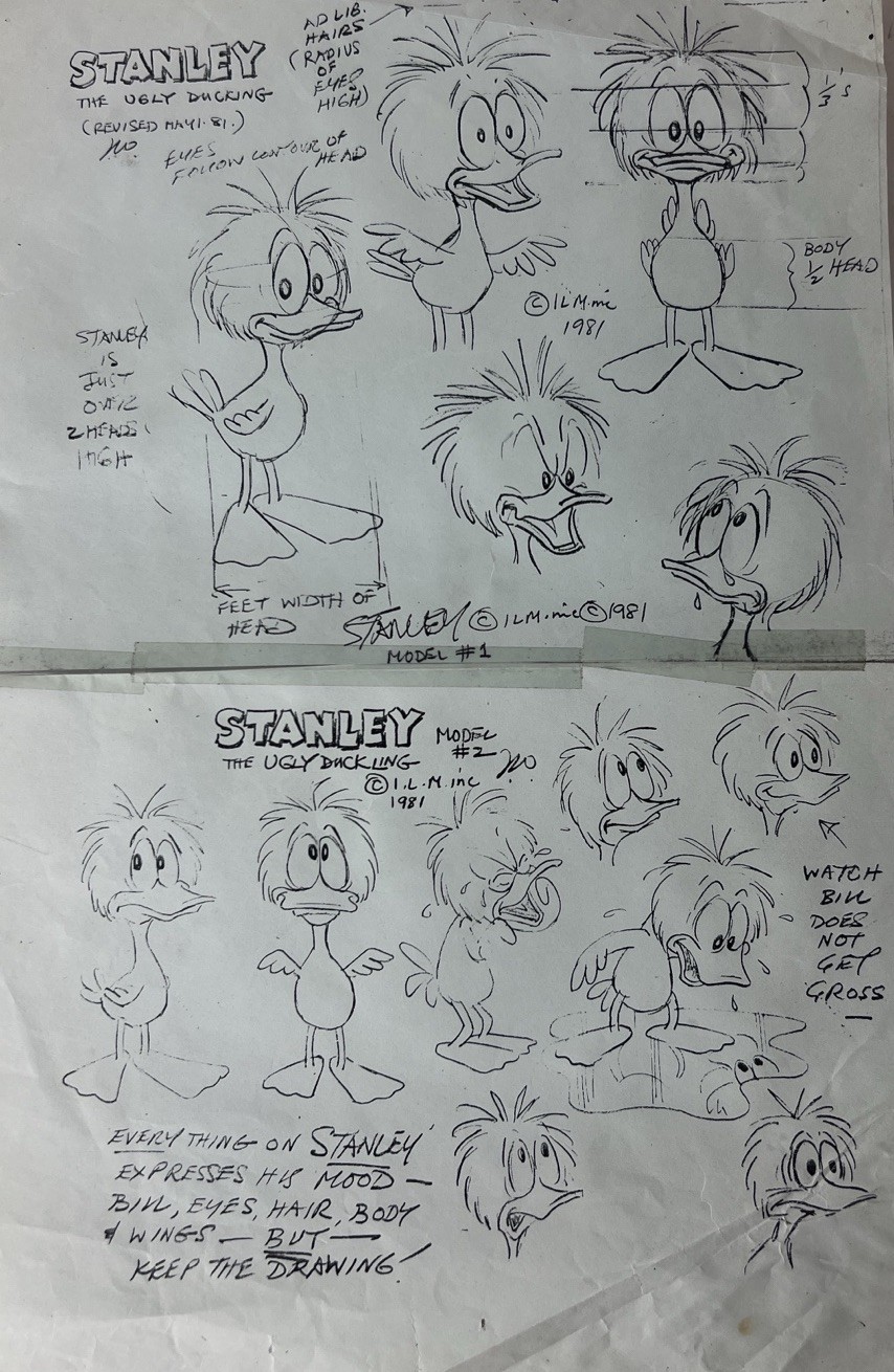 Original 1981 ILM Stanley The Ugly Duckling Model Sheet Animation Art 11x17