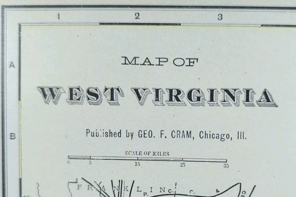 Vintage 1902 WEST VIRGINIA Map 22