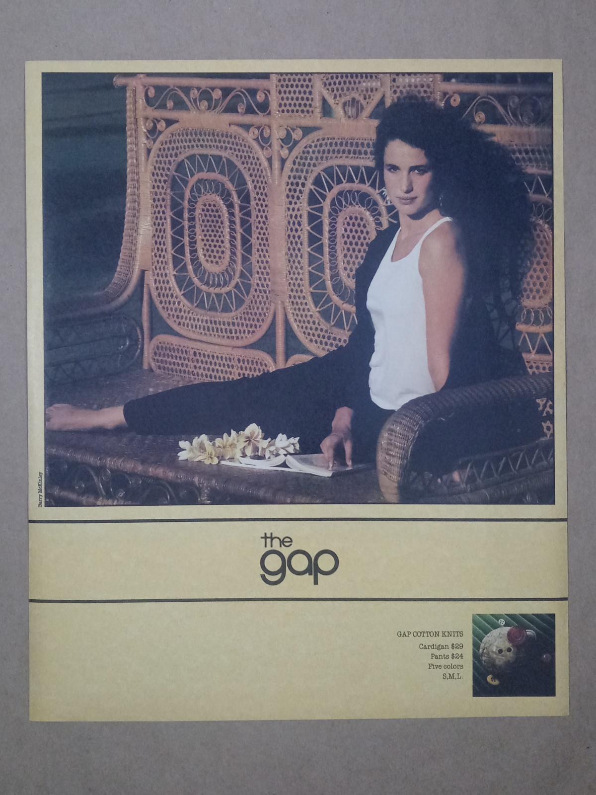 1980s Fashion THE GAP Cotton Knits Cardigan Clothing Vintage Poster Print Ad