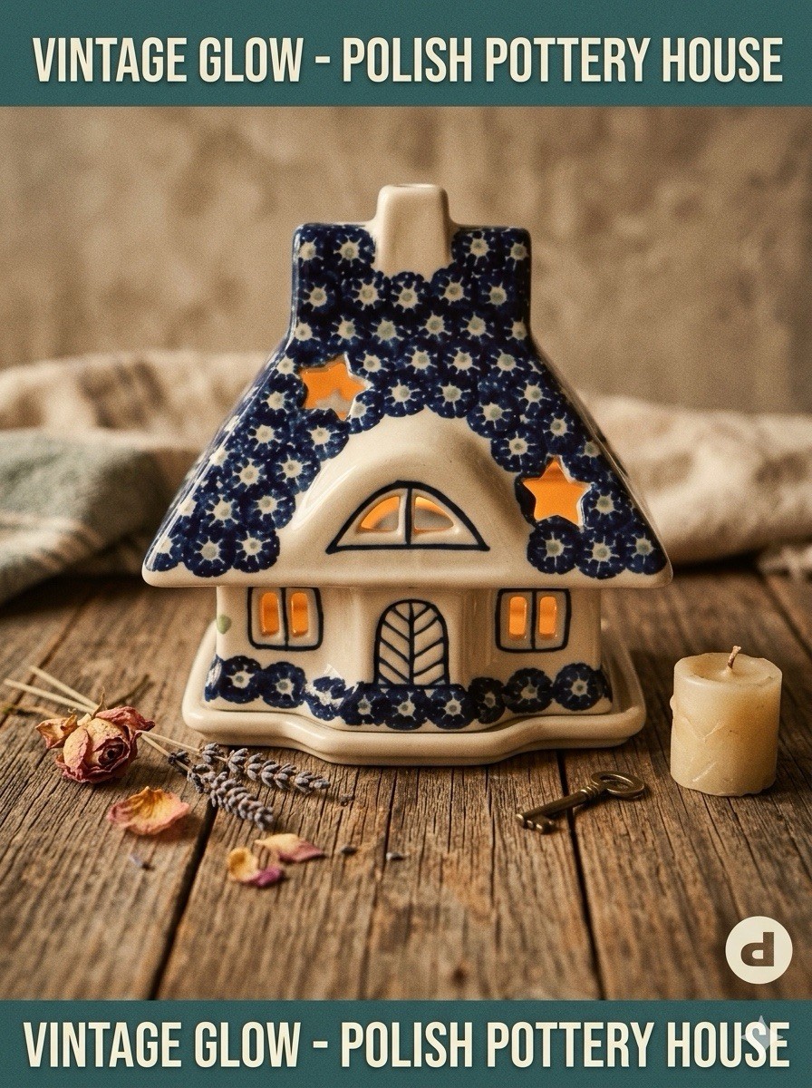 Polish Pottery House Luminary Manufaktura Boleslawiec Tealight Candle Holder