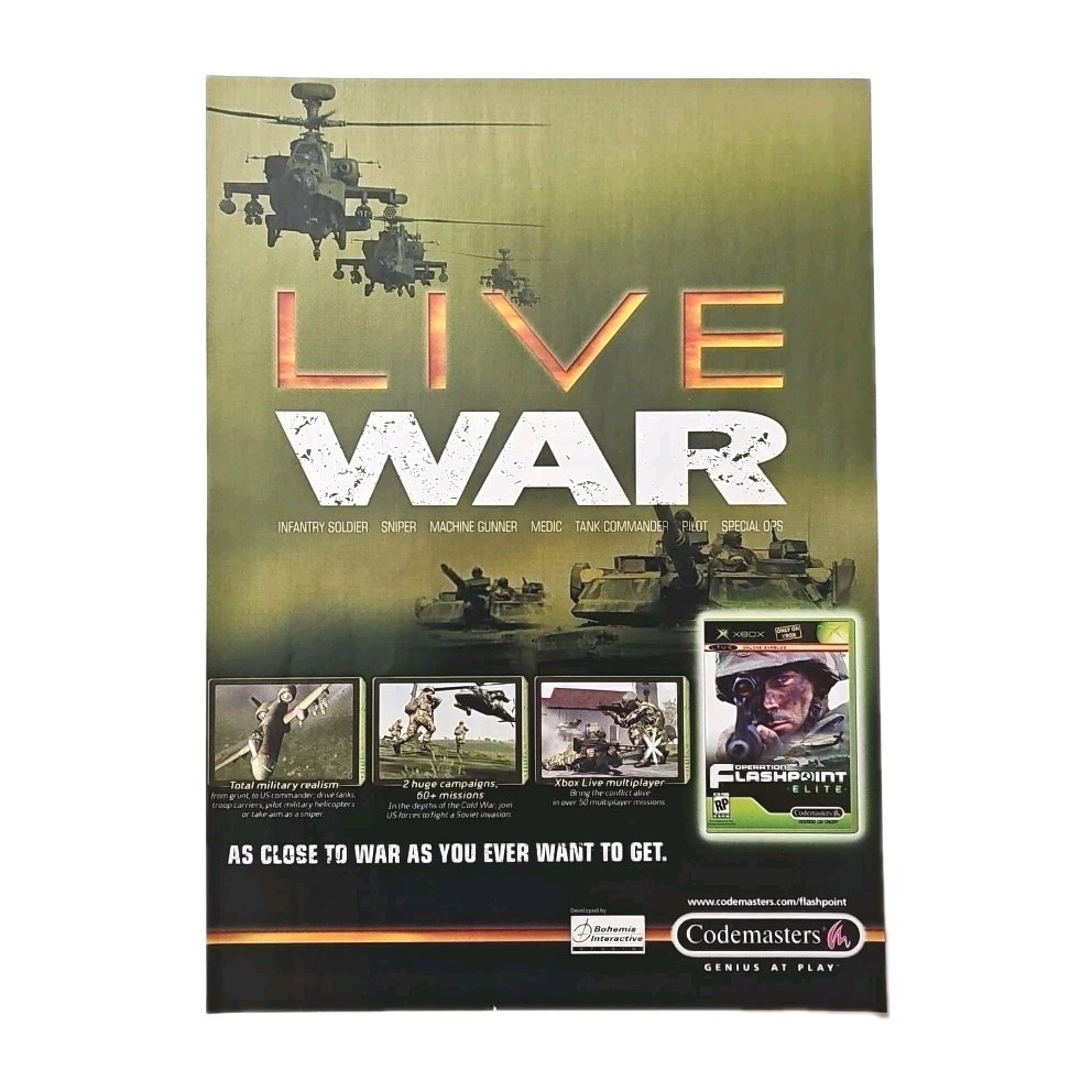 Operation Flashpoint Xbox360 Codemasters Original 2005 Print Ad - 7.5