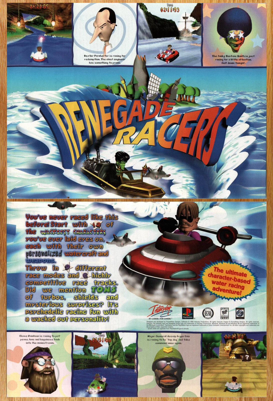 Renegade Racers Watercraft Interplay -2 Page Video Game Print Ads Poster 1999