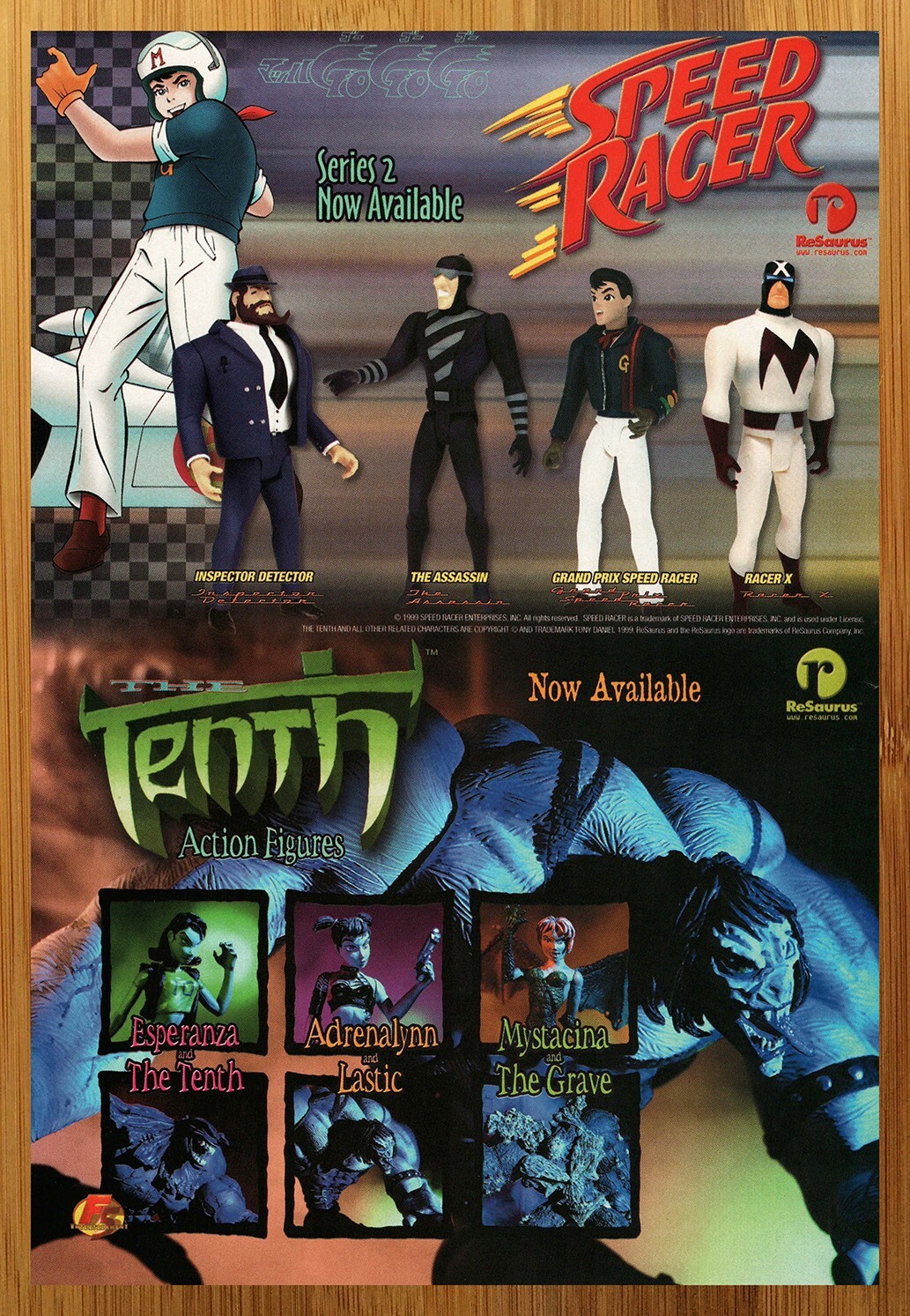 1999 Speed Racer/The Tenth Figures Print Ad/Poster ReSaurus Tony Daniel Toy Art