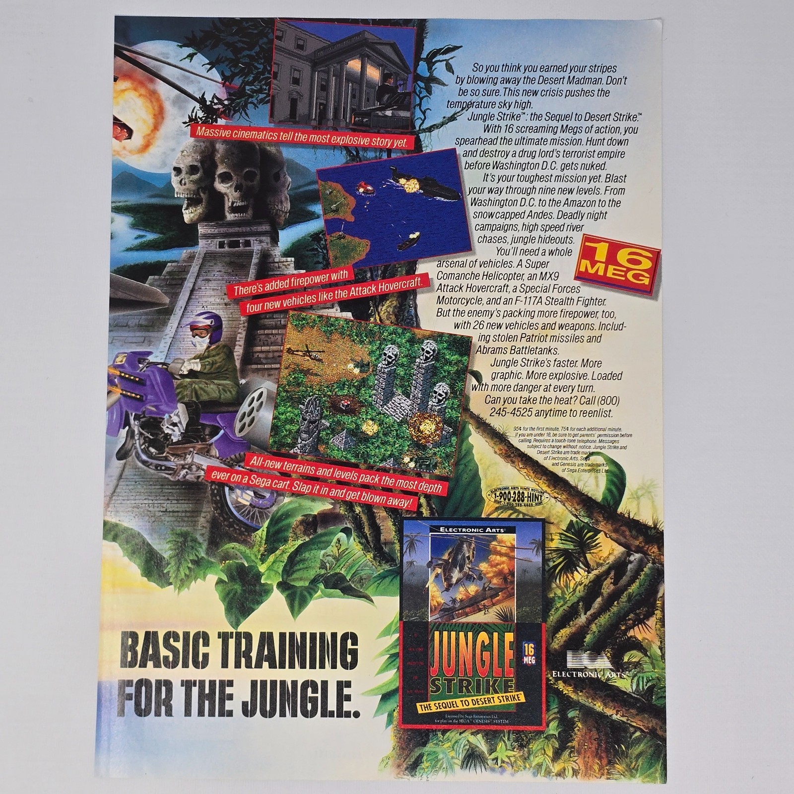 Jungle Strike Sega Genesis Basic Training Print Ad/Poster
