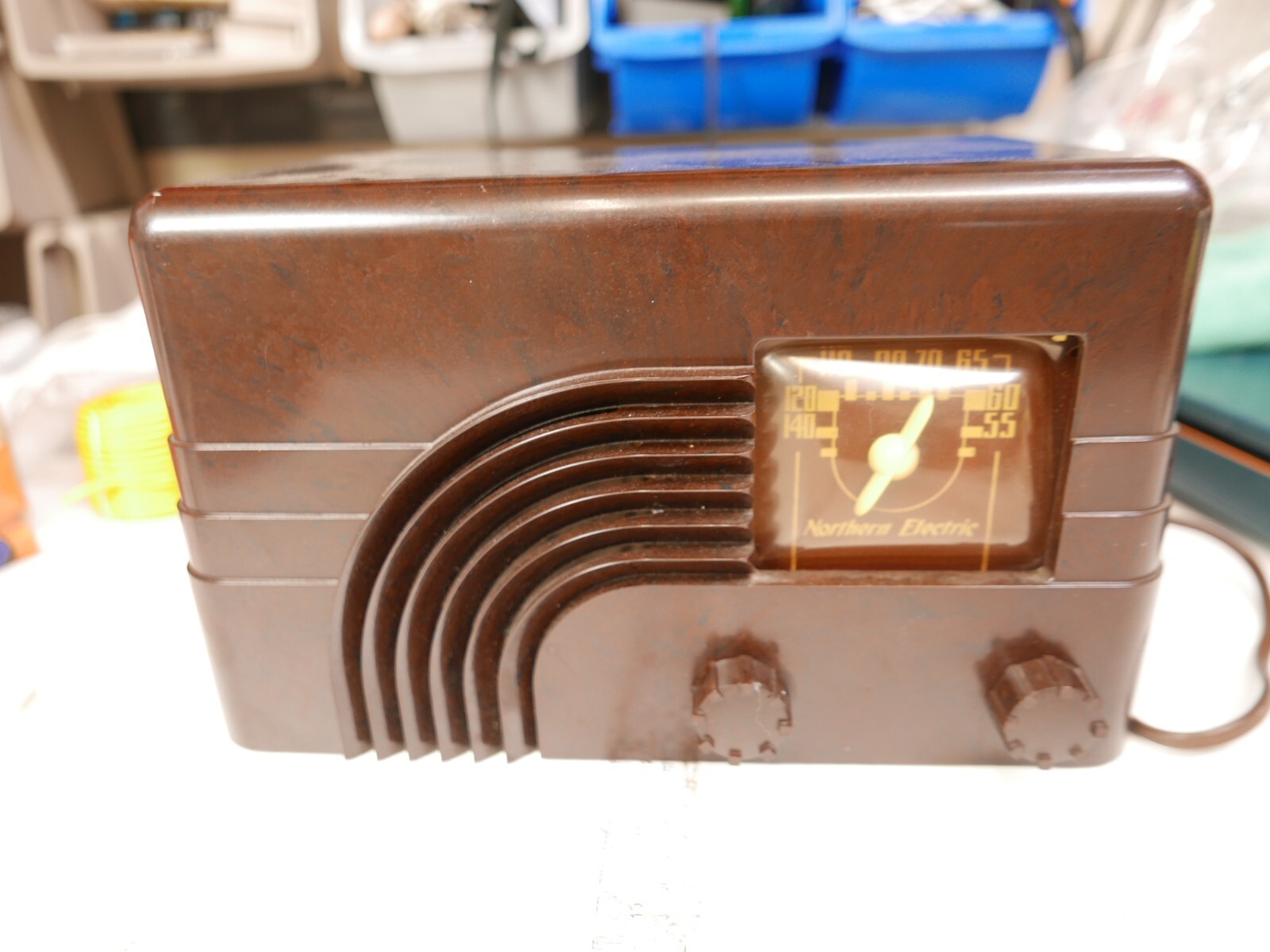 1947 Northern Electric Model 5000 “Baby Champ” Waterfall /Rainbow Radio. Tested
