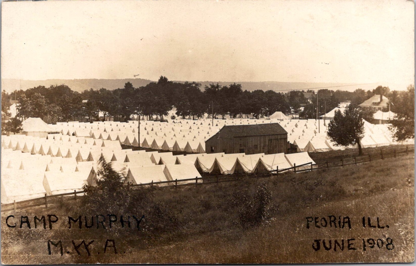 Camp Murphy 1908 Peoria IL RPPC Real Photo Postcard TPR28