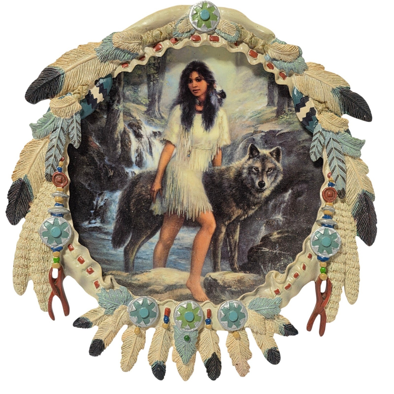 Bradford Exchange Loyal Guardian Wolf Collector Plate Russ Docken 2005 8.5in