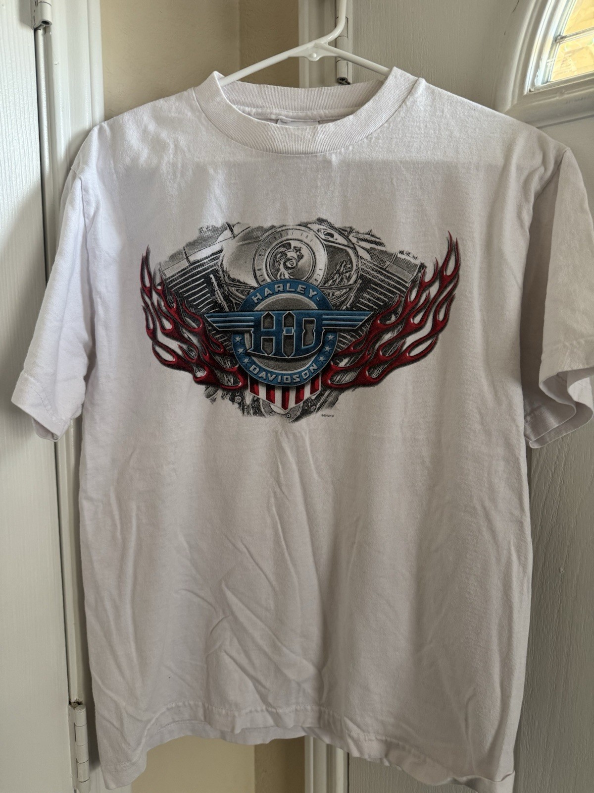 2007 Harley Davidson Battlefield Gettysburg PA T Shirt Russell Athletic White