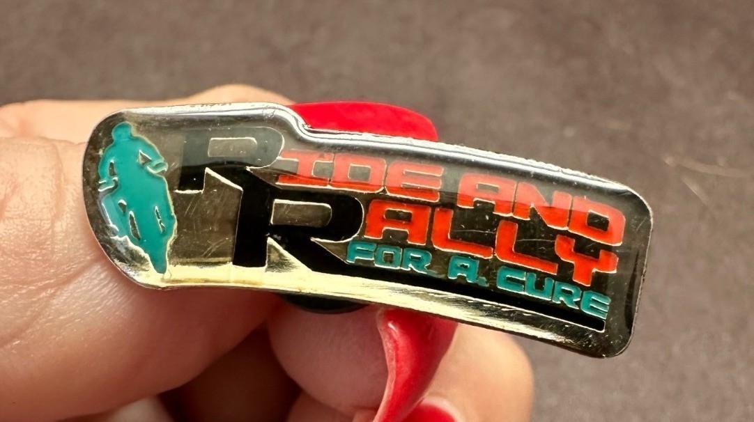 Ride and Rally For A Cure Lapel Hat Vest Pin