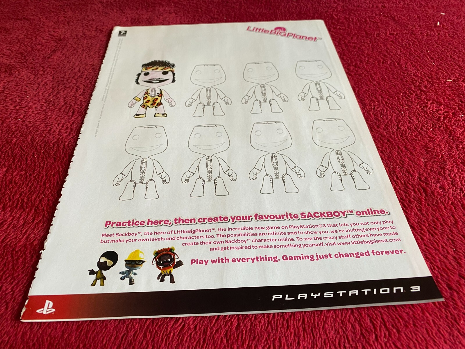 PAD67 2 PAGE GAME ADVERT 12X18 SACKBOY