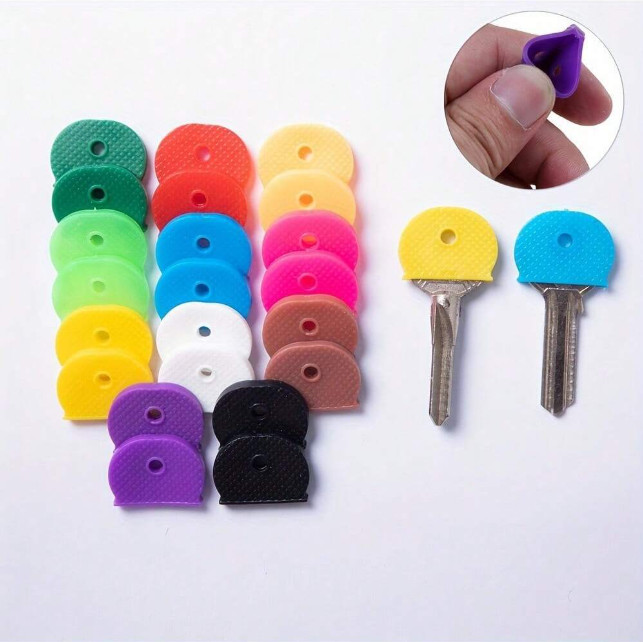 20pcs Silicone Key Covers - Colorful Caps for Key Identification & Organization