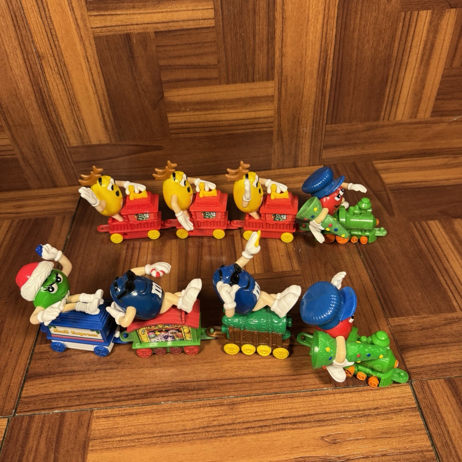 Vintage M&M’s Christmas Train Set of 8 