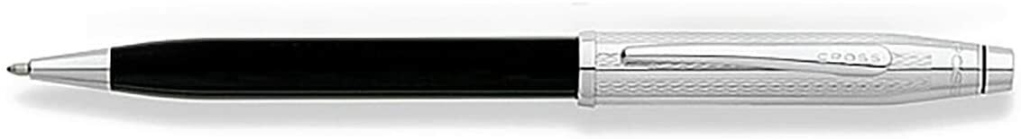 Cross Century II Diamond Pattern Chrome and Black Lacquer Ball Pen (AT0082WG-91)