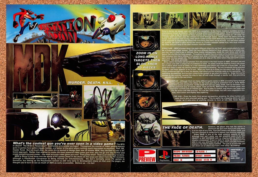 1997 MDK PS1 Original Advertisement / Retro Promo vr2