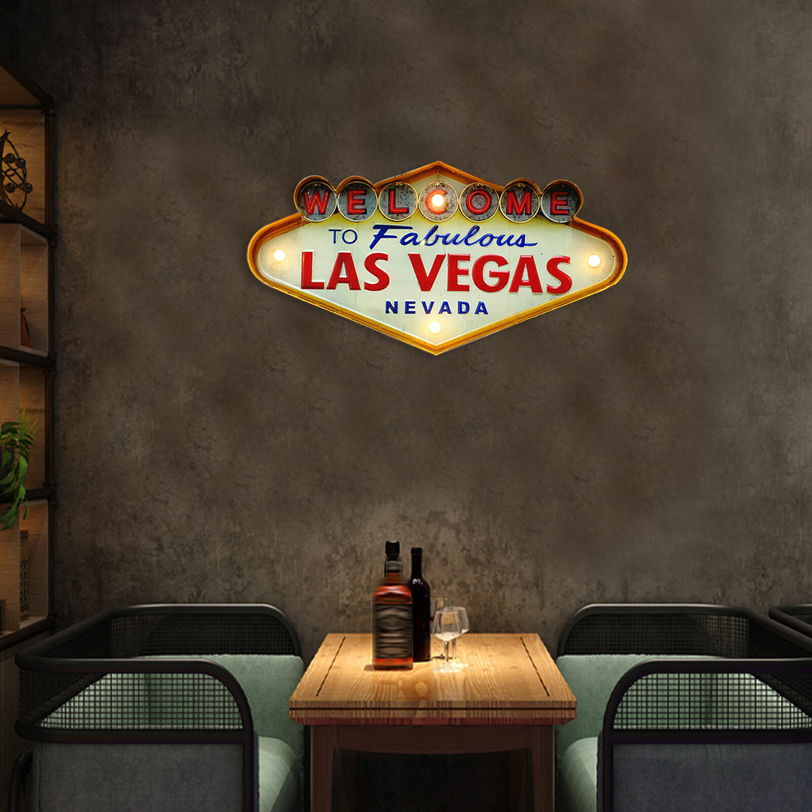Retro Las Vegas Logo Neon Light Sign Wall Hanging Lamp Whiskey Bar Neon Light