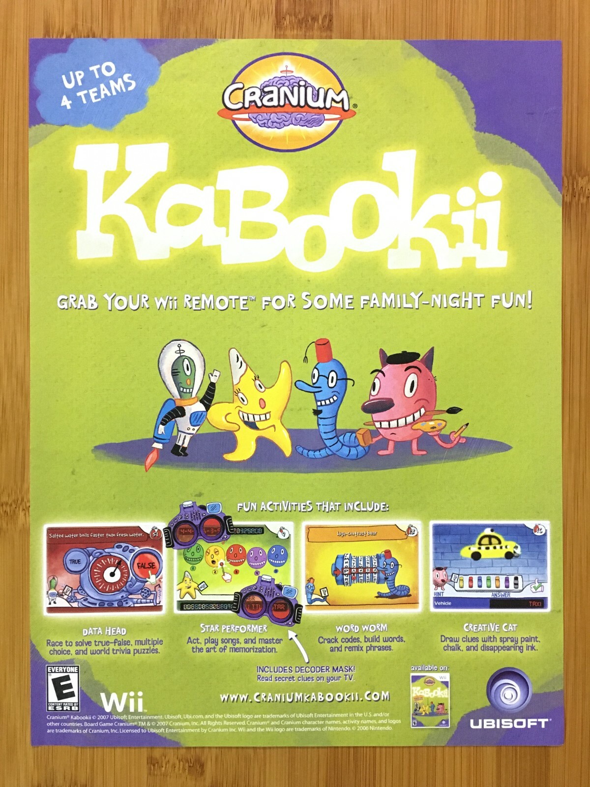 Cranium Kabookii Nintendo Wii 2008 Print Ad/Poster Official Game Advertisement