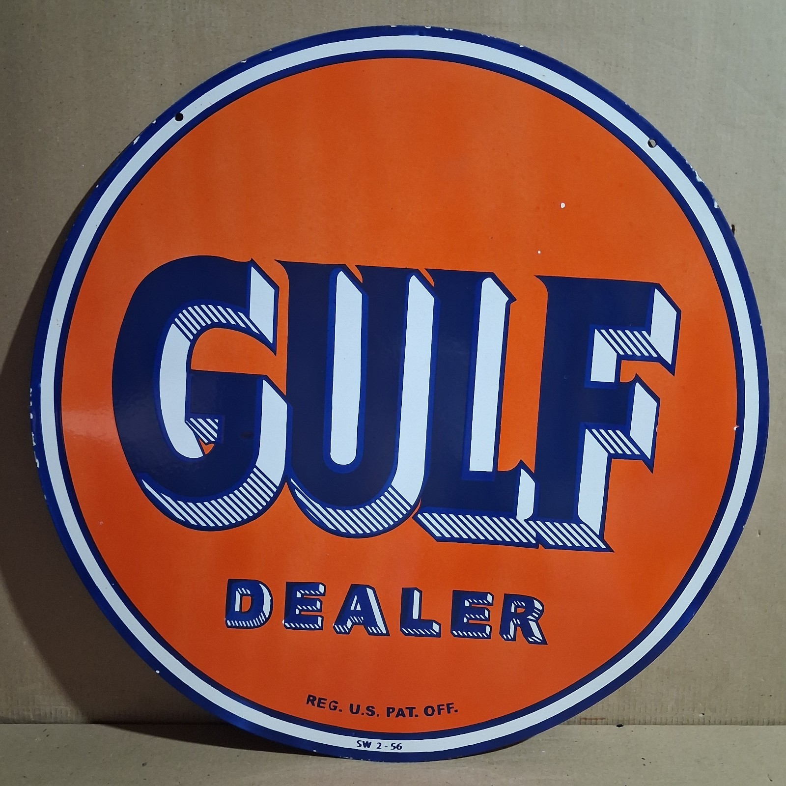 Gulf Dealer  Porcelain Enamel Sign  30 x 30 Inches 2 Sided