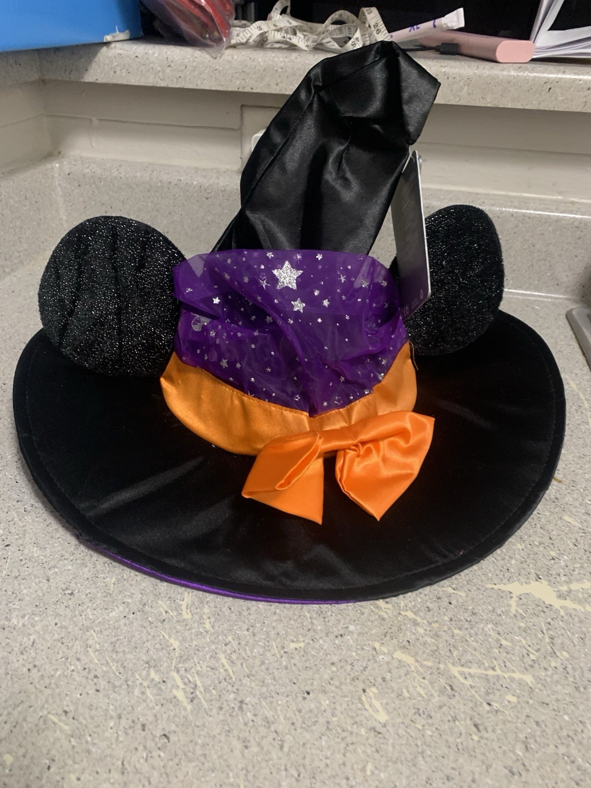 Disney Witch Hat Mickey Minnie Mouse Orange Purple & Black New With Tags
