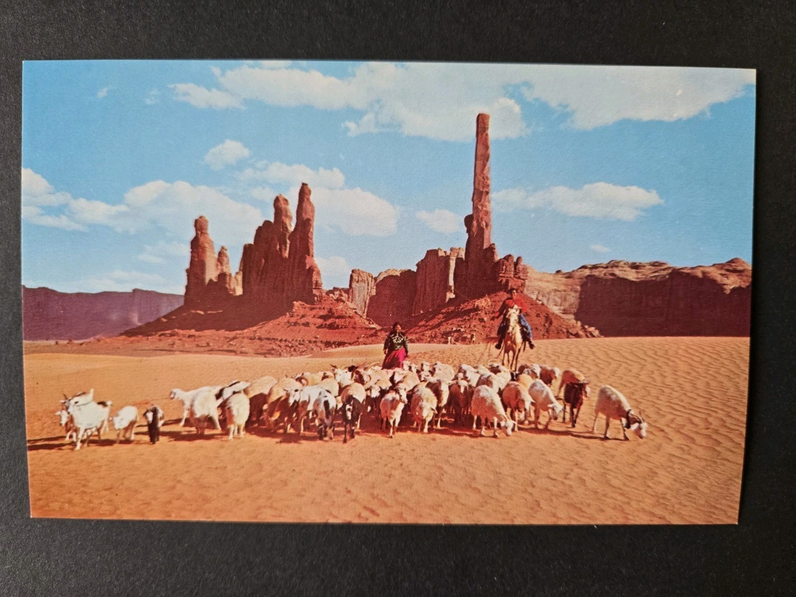 Navajo Women and Sheep Monument Valley Arizona Utah Vintage Postcard