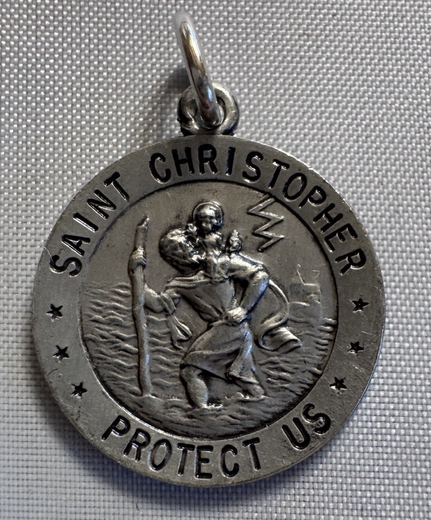 Vintage HMH Sterling Silver US Navy St Christopher Medal Protection Pendant 925