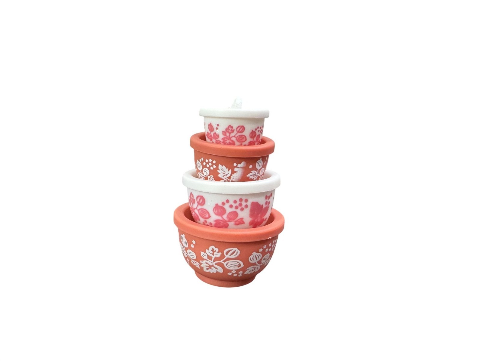 Pink Gooseberry Pyrex Inspired Christmas Tree Ornament Nesting Bowl Set