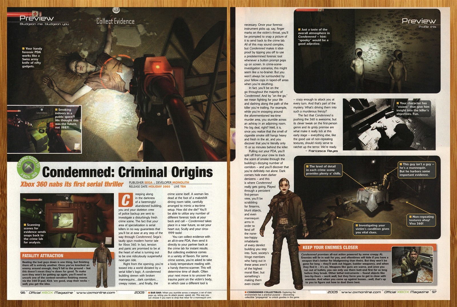 2005 Condemned Criminal Origins Xbox 360 PC Print Ad/Poster Official Game Art