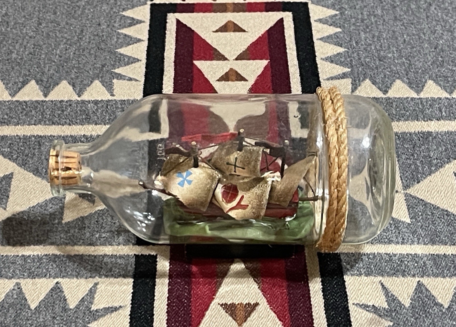 Vintage Boothbay Maine Ship in a Bottle Sailboat Maritime Nautical Decor T46