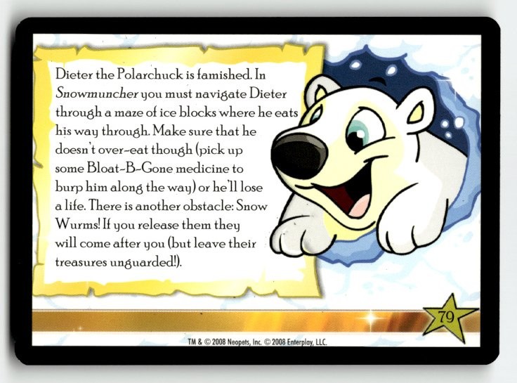 Neopets Dieter Polarchuck Snow Muncher 2009 MiniGames Enterplay #79 Word Search