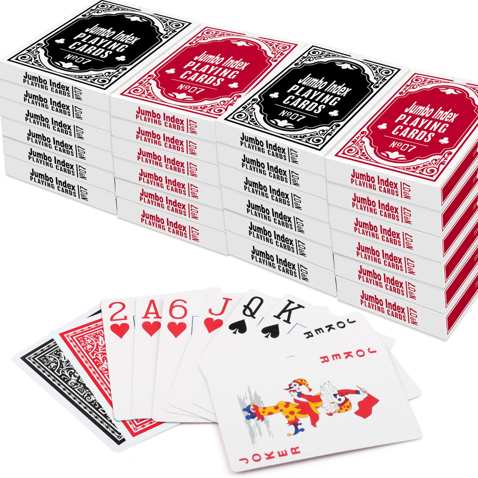 24 Decks Jumbo Playing Cards  Large Print Poker Index Play Game Cards Black &Red