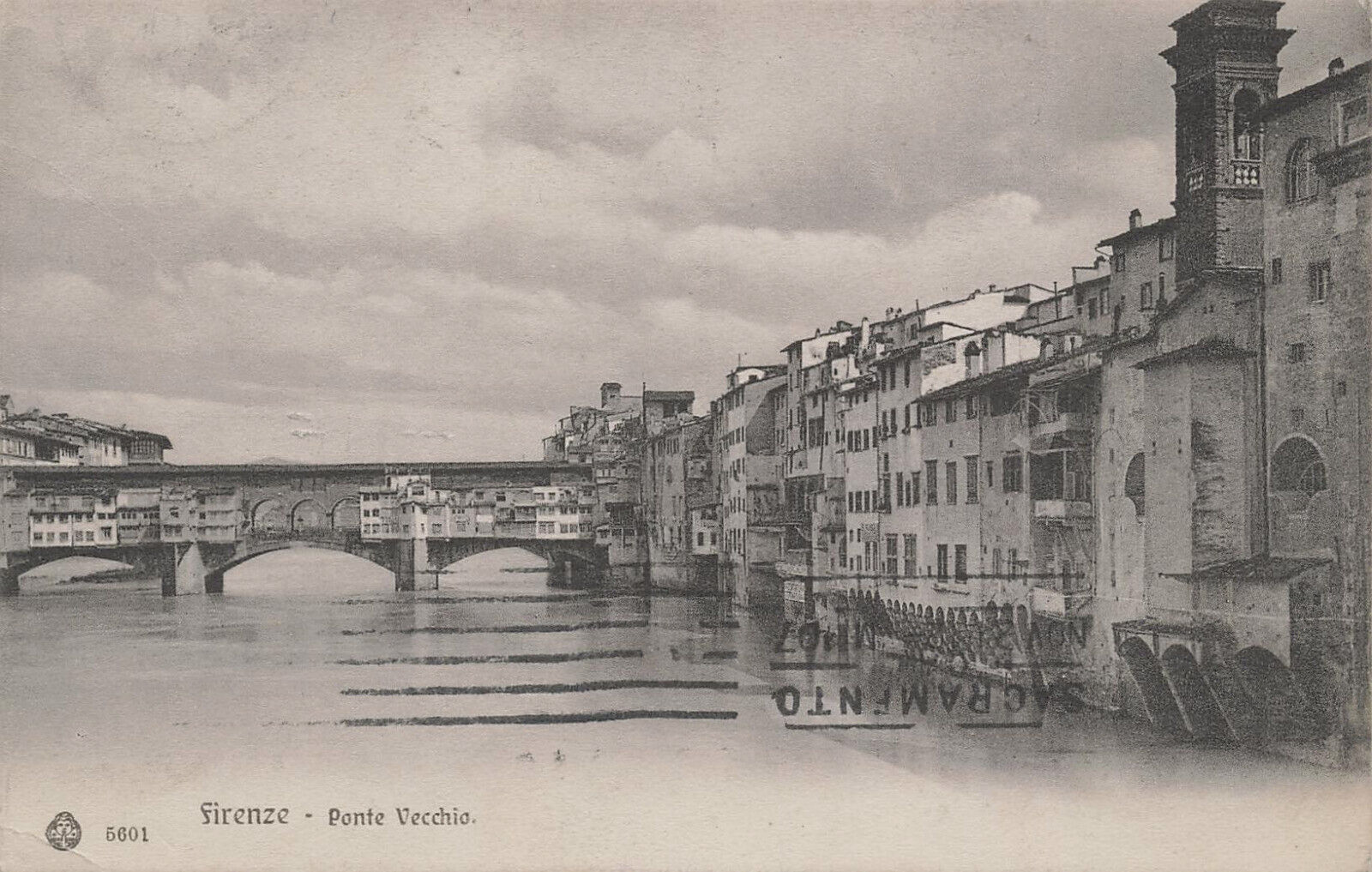 MEDIEVAL STONE ARCH BRIDGE OVER THE ARNO RIVER POSTCARD FLORENCE ITALY 1907