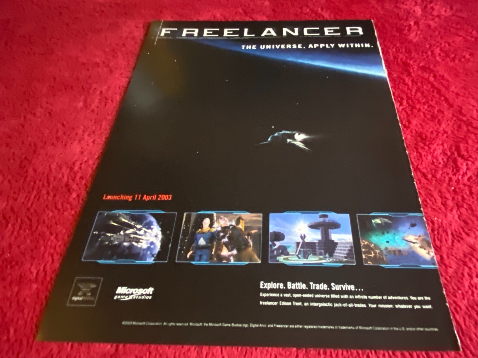 PAD57 2 PAGE GAME ADVERT 12X18 FREELANCER PC CD ROM
