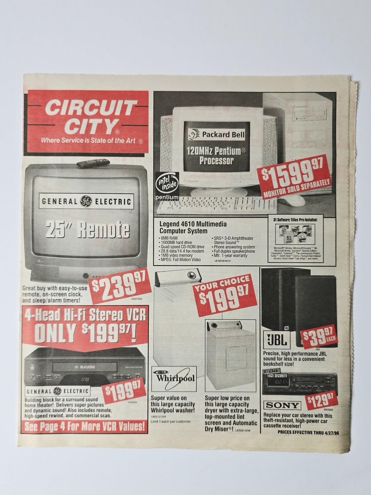 Circuit City 1996 Sony Compaq IBM JVC Electronics 16 Page Vintage Circular
