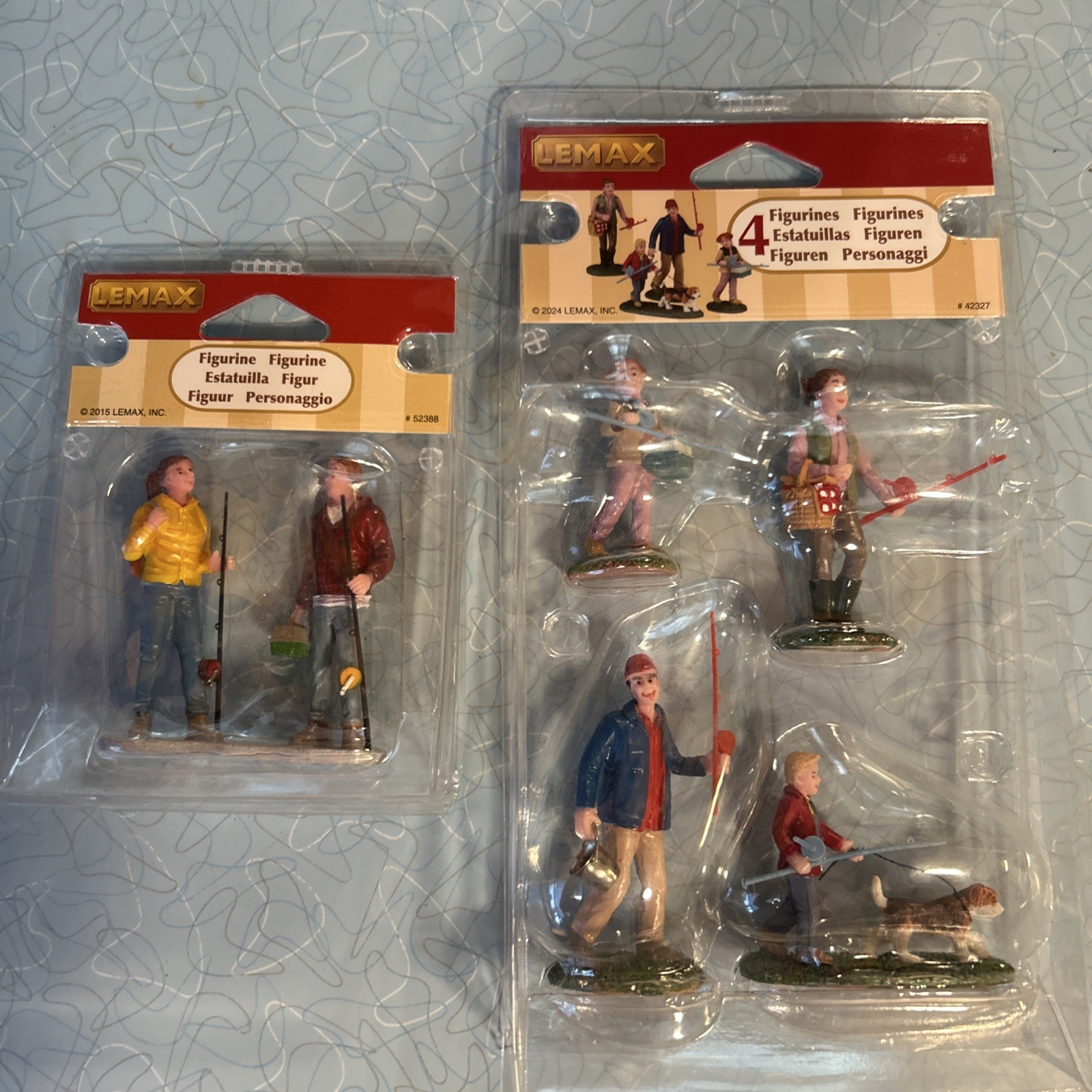 Lemax  Fishing Family & Gearing Up -Holiday Village -Fishing Sets   Vail Village