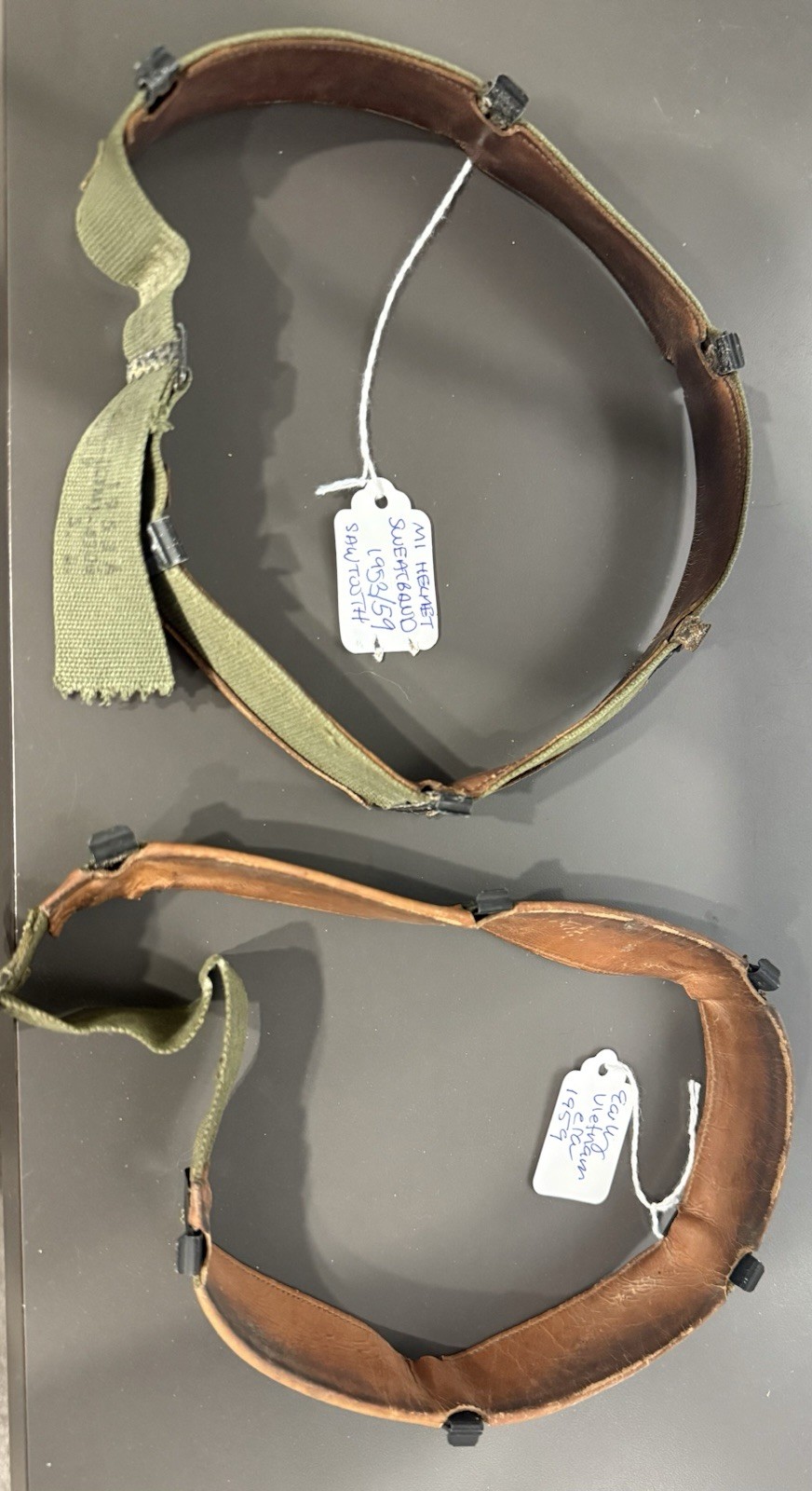 (2) Two Korea/ Early Vietnam M1 Helmet Sweatbands