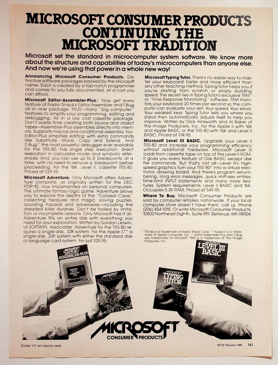 Microsoft 1980 Original Print Advertisement 8x11 Software Promo