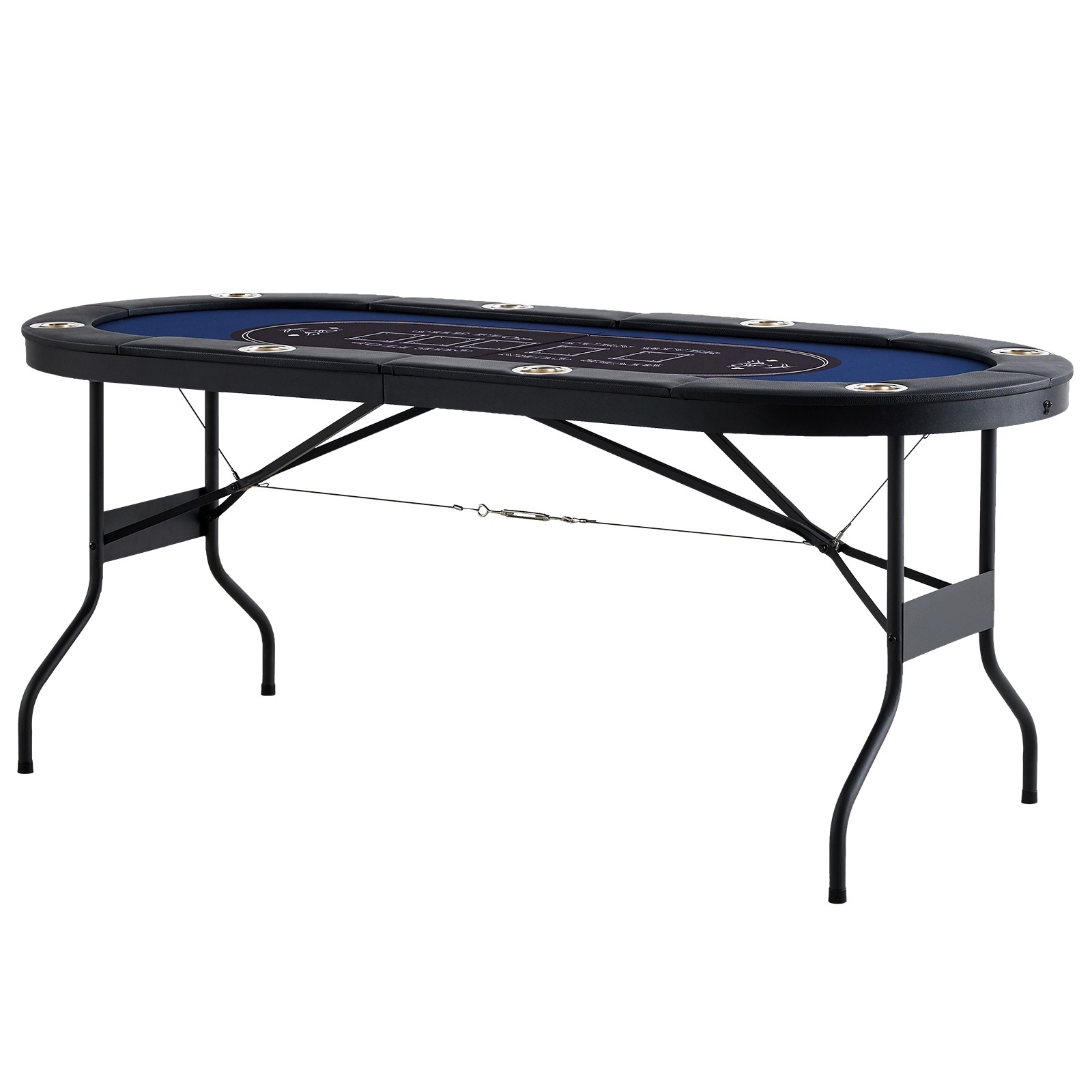 Uimoso 8-Player Oval Foldable Poker Table for Casino and Texas Hold'em, 72