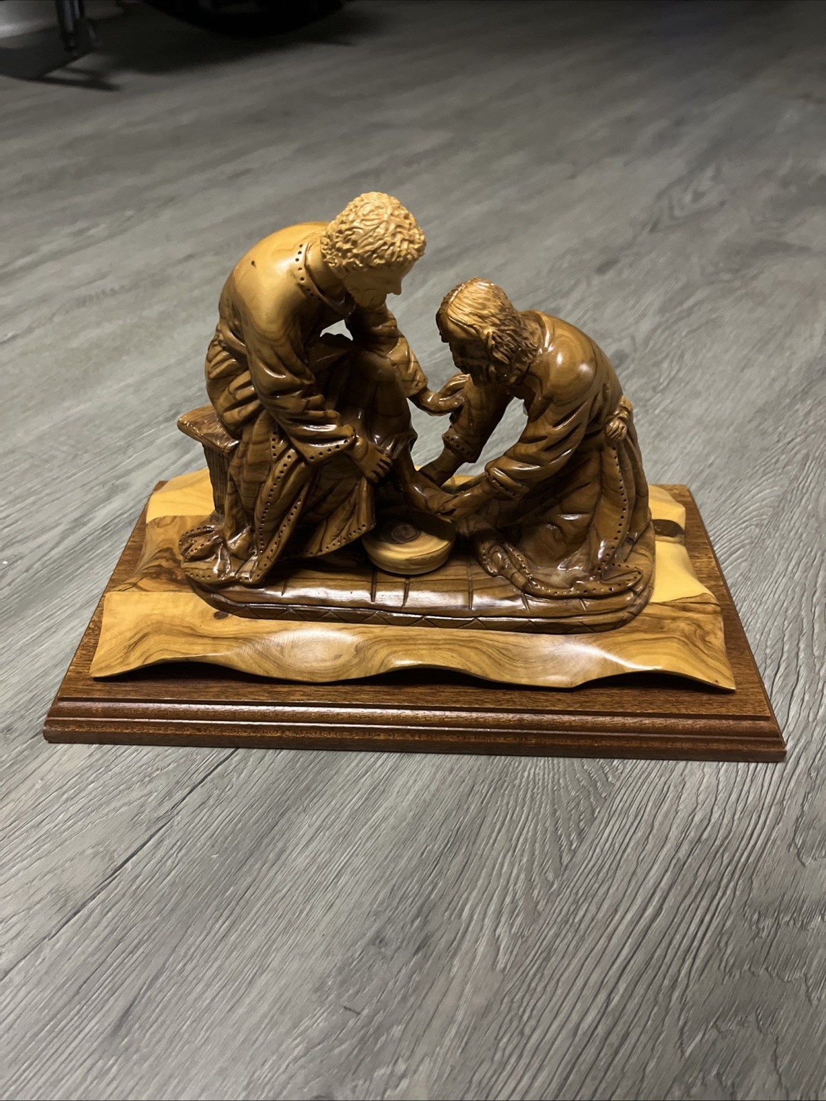 Jesus “Washing Of The Feet” Carving From The Holy Land, 12”