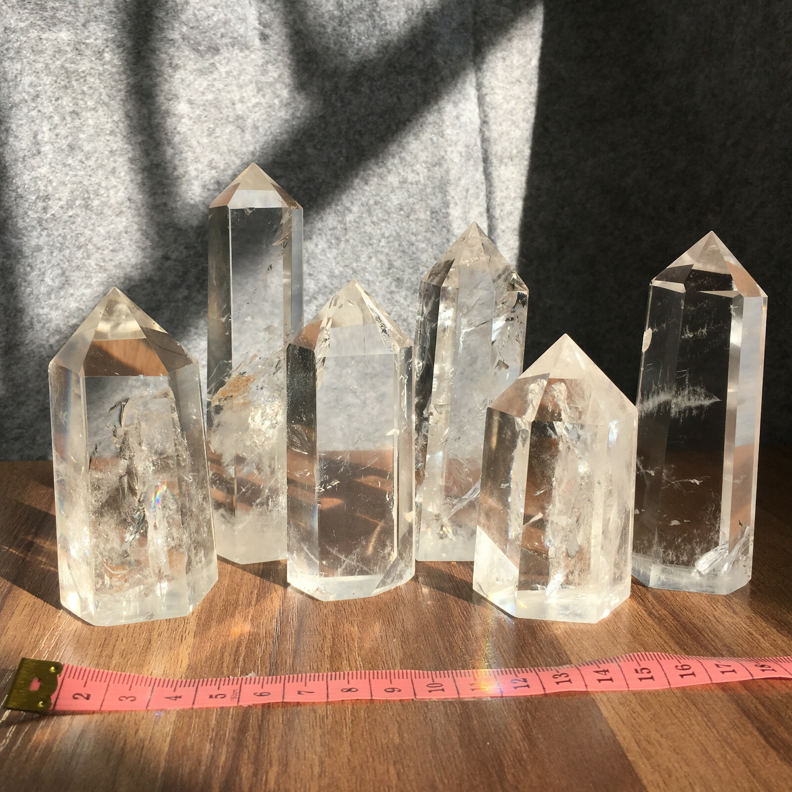 6PCS  Natural clear quartz obelisk crystal WAND point healing random